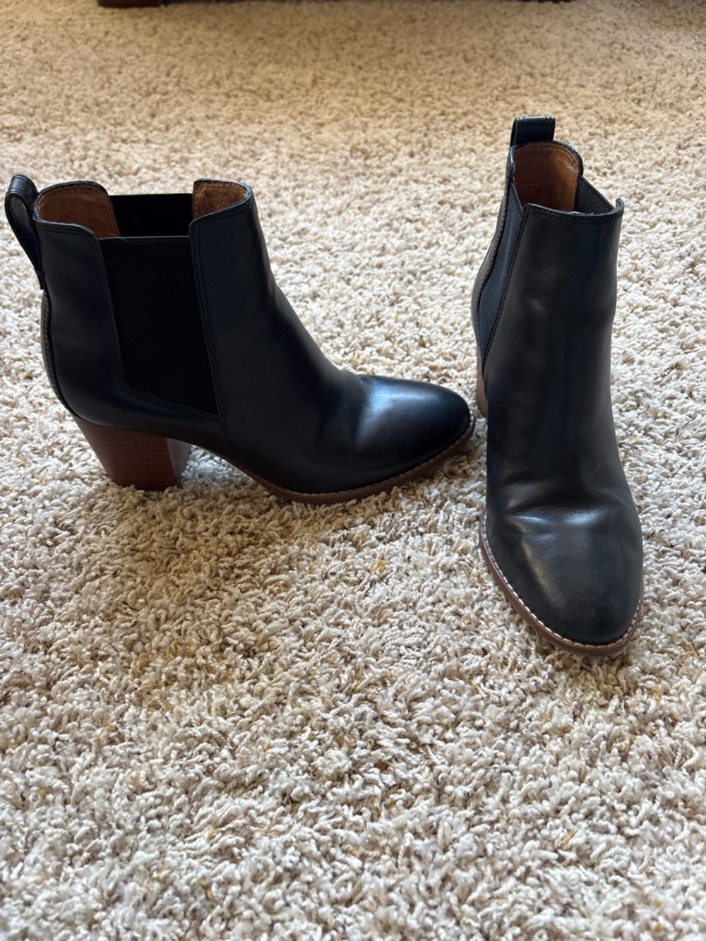 Madewell The Reagan Boot in Leather Sz 7.5 True Black #J8307